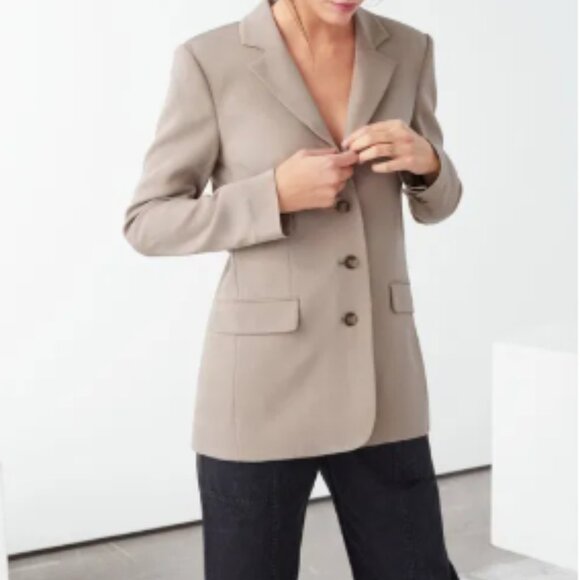 & Other Stories Tailored Single Breasted 3-Button Blazer Viscose NWT - Picture 1 of 11